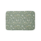 Sage Groen Wit Geel Wildbloemen Boho Trendy Badmat (Voorkant)