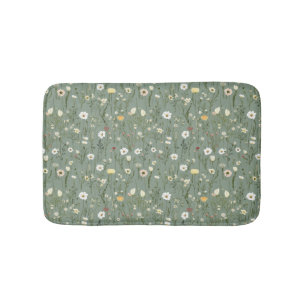Sage Groen Wit Geel Wildbloemen Boho Trendy Badmat