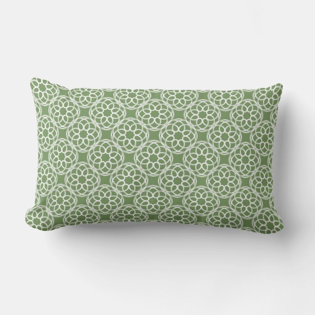Sage Groen Wit Geometrisch Naadloos Patroon Kussen (Voorkant)
