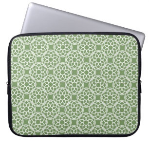 Sage Groen Wit Geometrisch Naadloos Patroon Laptop Sleeve