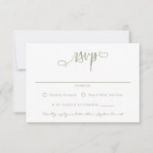 Sage Groen Wit Handgeschreven Script Eenvoudig RSVP Kaartje (Voorkant)
