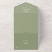 Sage Groen Wit Kalligrafie Script Trouwen All In One Uitnodiging (Buitenkant)