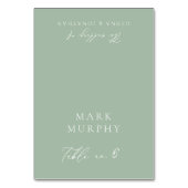 Sage Groen & Wit Kalligrafie Trouwplaats Kaart (Voorkant)