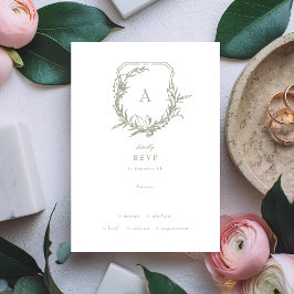 Sage Groen Wit klassiek  bloemenkam RSVP Kaartje