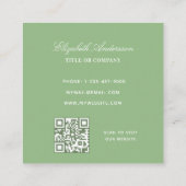 Sage groen wit logo QR code Vierkante Visitekaartje (Achterkant)