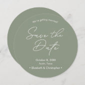 Sage groen Wit minimaal Bruiloft Bewaar de datum Kaart (Voorkant / Achterkant)