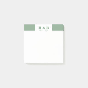 Sage-Groen & Wit Minimalistisch Modern Monogram Post-it® Notes