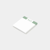 Sage-Groen & Wit Minimalistisch Modern Monogram Post-it® Notes (Schuin)