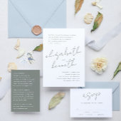 Sage Groen Wit Moderne Douanenamen Bruiloft RSVP Kaartje