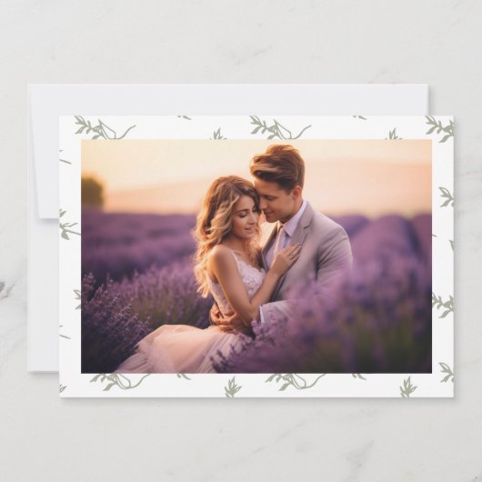 Sage Groen Wit  monogram kuif Save The Date (Achterkant)