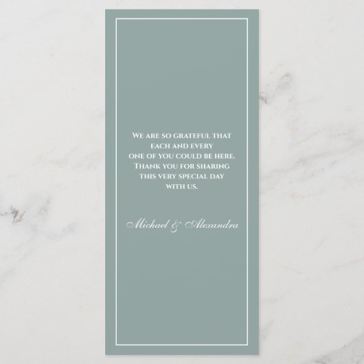 Sage Groen Wit Monogram Modern Wedding Menu (Achterkant)