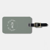 Sage Groen Wit | Monogram moderne Initialen Bagagelabel (Voorkant horizontaal)