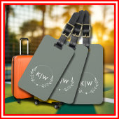 Sage Groen Wit | Monogram moderne Initialen Bagagelabel