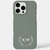 Sage Groen Wit | Monogram moderne Initialen Case-Mate iPhone Case (Achterkant)