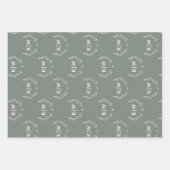 Sage Groen Wit | Monogram moderne Initialen Inpakpapier Vel (Voorkant 3)