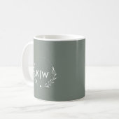 Sage Groen Wit | Monogram moderne Initialen Koffiemok (Voorkant links)