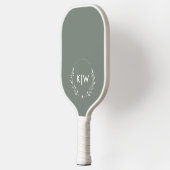Sage Groen Wit | Monogram moderne Initialen Pickleball Paddle (Links)