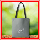 Sage Groen Wit | Monogram moderne Initialen Tote Bag