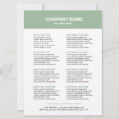 Sage Groen Wit Nagelsalon Flyer Prijslijst Kaart (Achterkant)