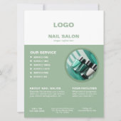 Sage Groen Wit Nagelsalon Flyer Prijslijst Kaart (Voorkant)