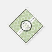 Sage groen, wit quatrefoil patroon bruiloft servetten (Hoek)