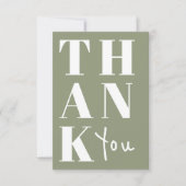 Sage Groen Wit Stijlvolle Minimalistische Bold Wed Bedankkaart (Voorkant)
