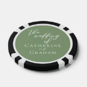 Sage Groen Wit Typografie Gepersonaliseerde bruilo Poker Chips (Enkel)