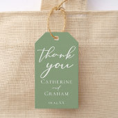 Sage Groen Wit Typografie Minimalistische bruiloft Cadeaulabel