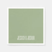 Sage Groen Wit Ultra Moderne Bruiloft Servet (Voorkant)
