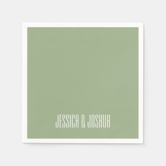 Sage Groen Wit Ultra Moderne Bruiloft Servet (Voorkant)