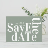 Sage Groen Wit Vet Eenvoudig Save The Date (Staand voorkant)