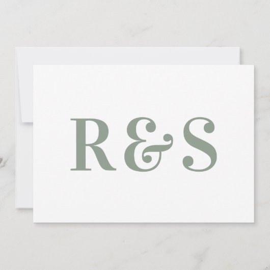 Sage Groen Wit Vet Eenvoudig Save The Date (Achterkant)