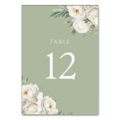 Sage Groen & Witte Bloem Bruiloft Receptie Kaart (Achterkant)