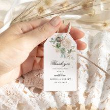 Sage Groen & Witte Bloemen Huwelijkscadeau Label