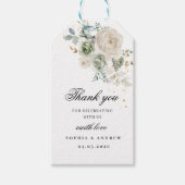 Sage Groen & Witte Bloemen Huwelijkscadeau Label Cadeaulabel (Voorkant)