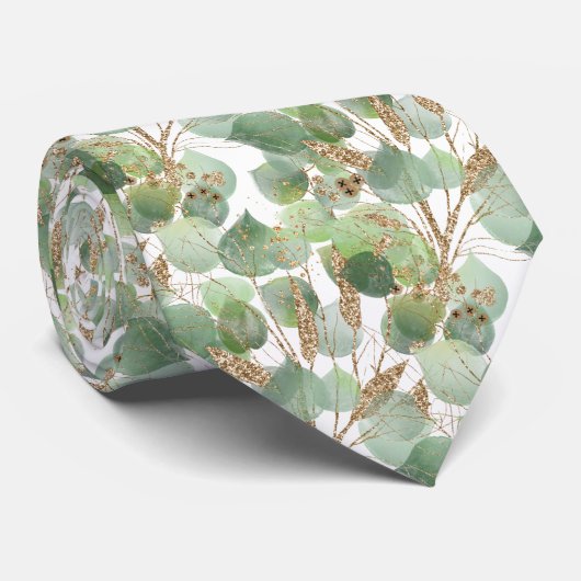 SAGE GROEN WITTE BOTANISCHE MANNEN STROPDAS (Opgerold)