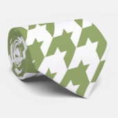 Sage Groen & Witte Houndstooth Stropdas (Opgerold)