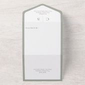 Sage Groen Witte Monogram Minimale Dinner All In One Uitnodiging (Buitenkant)