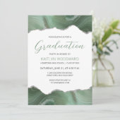 Sage Groen Zilver Agaat Graduation Party Kaart (Staand voorkant)