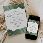 Sage Groen Zilver Agaat Graduation Party Kaart