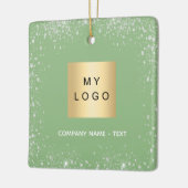 Sage groen zilver glitter bedrijf logo keramisch ornament (Links)