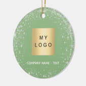 Sage groen zilver glitter bedrijf logo keramisch ornament (Links)