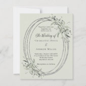 Sage groen zilver groen groen bruiloft uitnodiging (Voorkant)