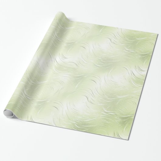 Sage Groen Zilver Kerst Wrapping Papier (Uitgerold)