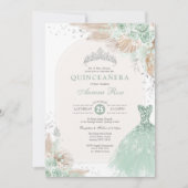 Sage Groen Zilver Quinceañera Boho 15e Verjaardag Kaart (Voorkant)