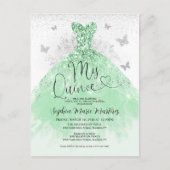 Sage Groen Zilveren Jurk Mis Quince Quinceañera Briefkaart (Voorkant)