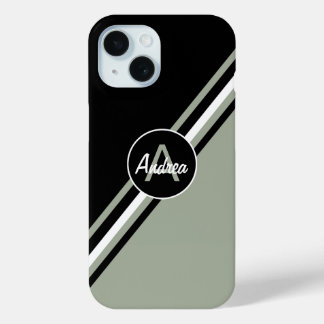 Sage Groen, Zwart en wit gepersonaliseerd iPhone 15 Case