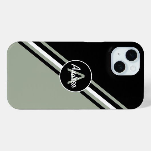 Sage Groen, Zwart en wit gepersonaliseerd Case-Mate iPhone Case (Achterkant (horizontaal))