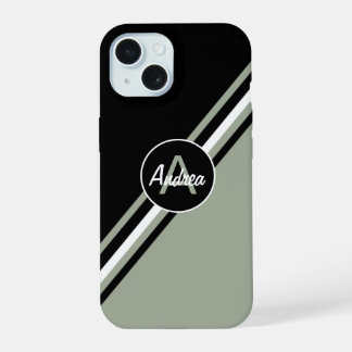 Sage Groen, Zwart en wit gepersonaliseerd iPhone 15 Case