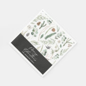 Sage groen zwart Kerstmis minimale botanische Servet (Hoek)